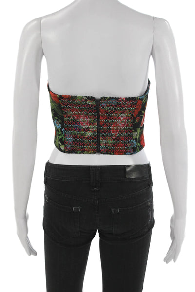 Alice + Olivia Womens Cropped Floral Square Neck Tank Size 6