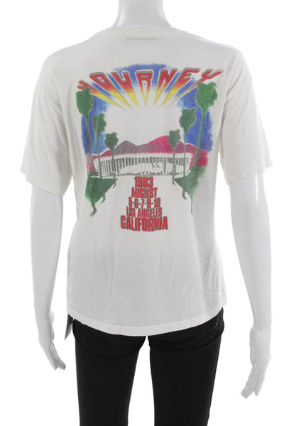 Daydreamer Womens White Short Sleeve Band Tee Crew Neck Size XS