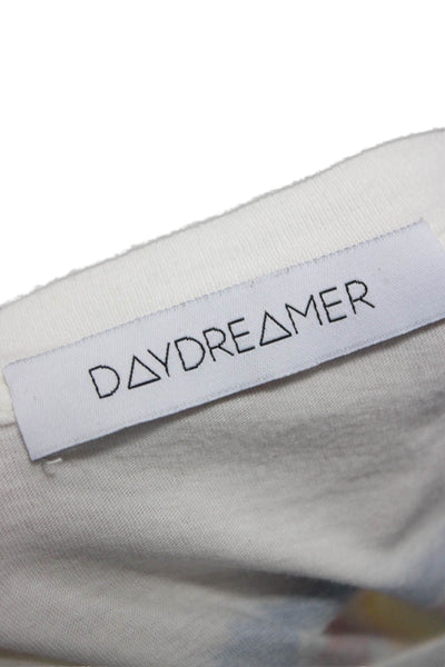 Daydreamer Womens White Short Sleeve Band Tee Crew Neck Size XS