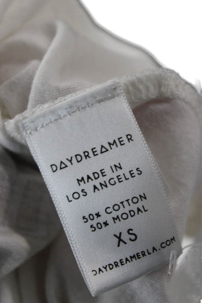 Daydreamer Womens White Short Sleeve Band Tee Crew Neck Size XS