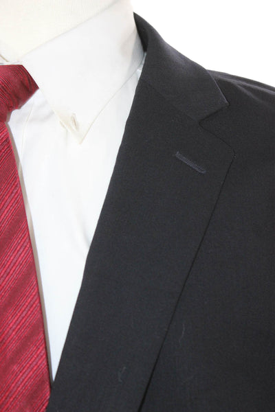 Calvin Klein Mens Black Wool Blazer Button Solid Size 54