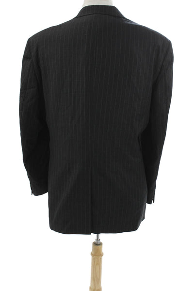 Hart Schaffner Marx Mens Gray Striped Blazer Button Closure Size 46