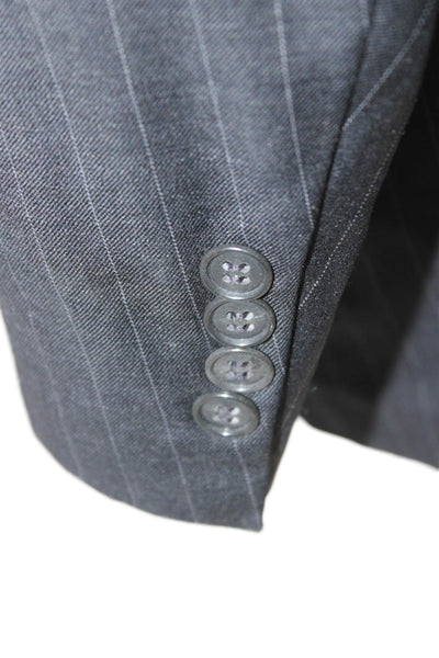 Hart Schaffner Marx Mens Gray Striped Blazer Button Closure Size 46