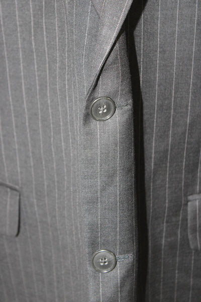 Hart Schaffner Marx Mens Gray Striped Blazer Button Closure Size 46