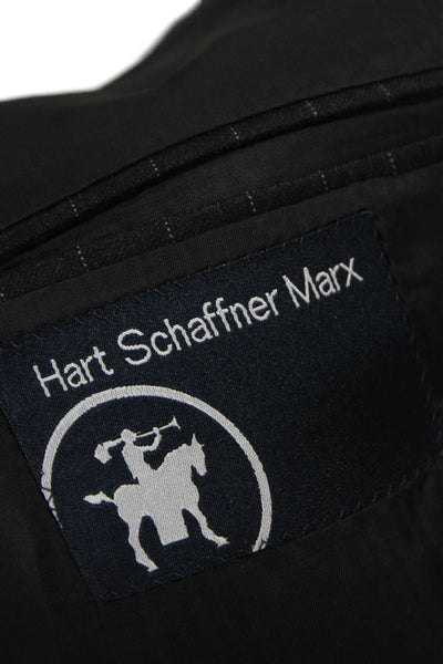 Hart Schaffner Marx Mens Gray Striped Blazer Button Closure Size 46