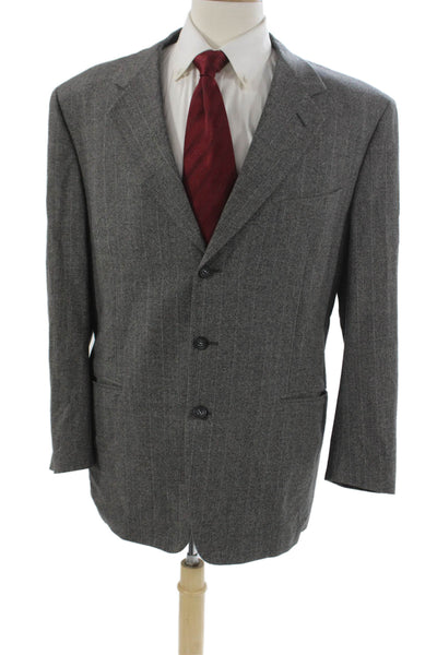 Canali Mens Blazer Gray Striped Wool Button Size 52