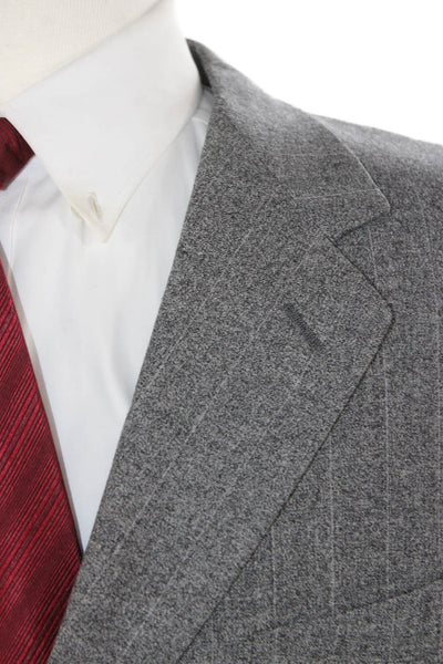 Canali Mens Blazer Gray Striped Wool Button Size 52