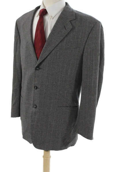 Canali Mens Blazer Gray Striped Wool Button Size 52
