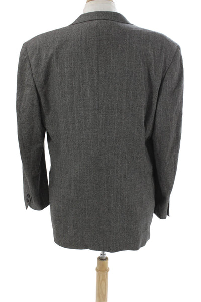 Canali Mens Blazer Gray Striped Wool Button Size 52