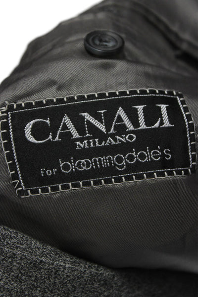 Canali Mens Blazer Gray Striped Wool Button Size 52