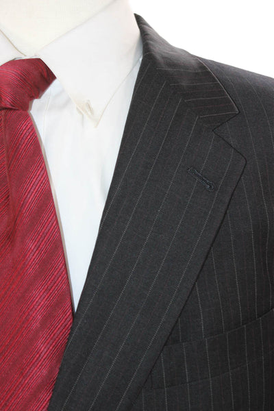 Hart Schaffner Marx Mens Striped Gray Blazer Button Size 48