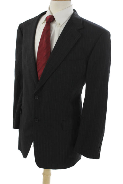Hart Schaffner Marx Mens Striped Gray Blazer Button Size 48