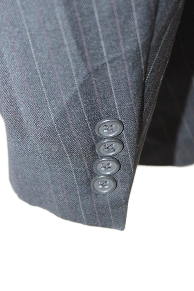 Hart Schaffner Marx Mens Striped Gray Blazer Button Size 48