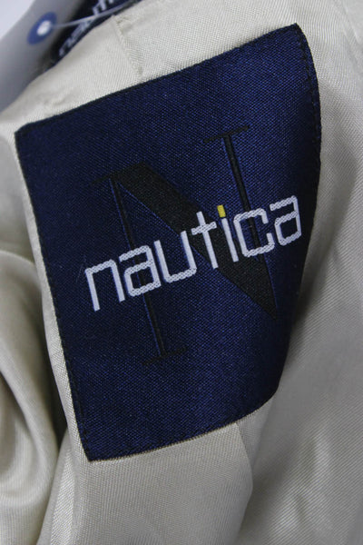 Nautica Mens Gray Herringbone Wool Cashmere Blazer Size 46