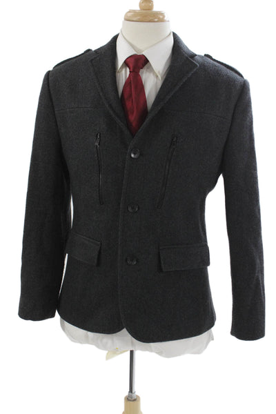 Calvin Klein Mens Wool Blazer Gray Button Closure Size M