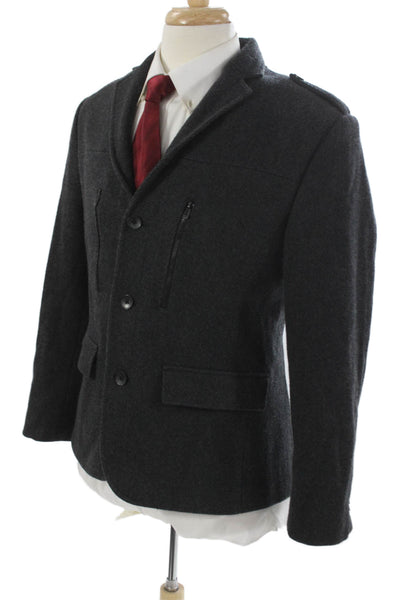 Calvin Klein Mens Wool Blazer Gray Button Closure Size M