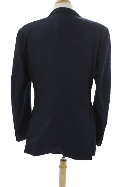 Barneys New York Men Blazer Blue Wool Button Size 56