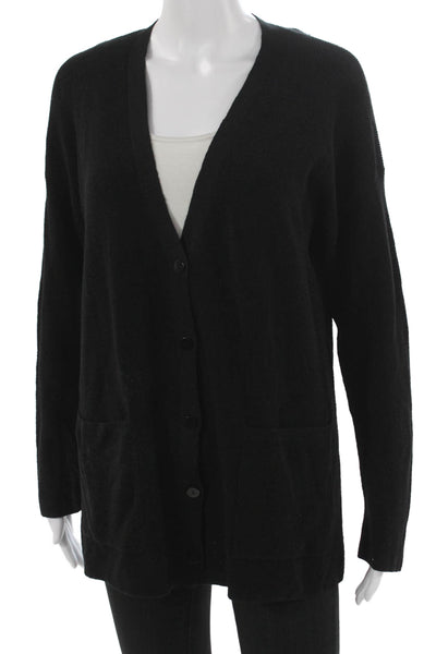 Eileen Fisher Women Italian Yarn V-Neck Black Cardigan Petite Size S