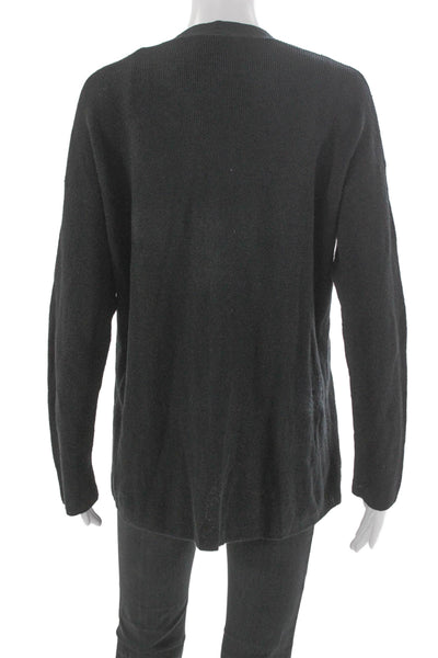 Eileen Fisher Women Italian Yarn V-Neck Black Cardigan Petite Size S