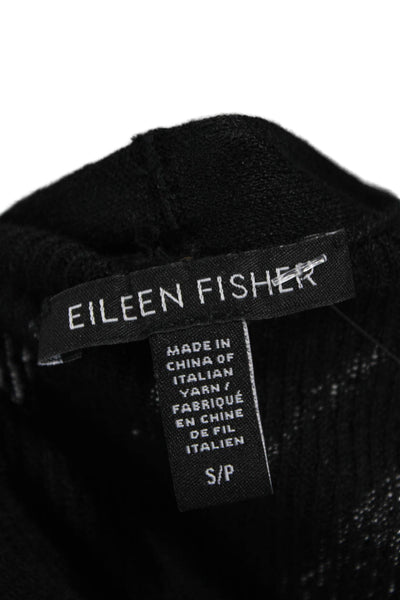 Eileen Fisher Women Italian Yarn V-Neck Black Cardigan Petite Size S