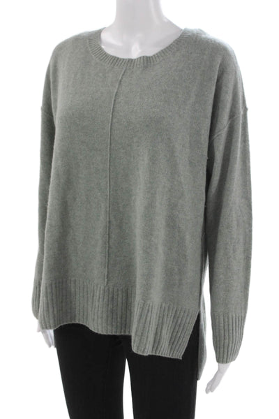 Rachel Zoe Womens Pullover Cashmere Gray Crew Neck Long Sleeve Sweater Size L