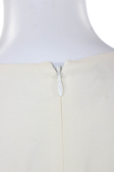 Lafayette 148 Womens Tunic Blouse Silk Ivory V-Neck Sleeveless Zip Size L