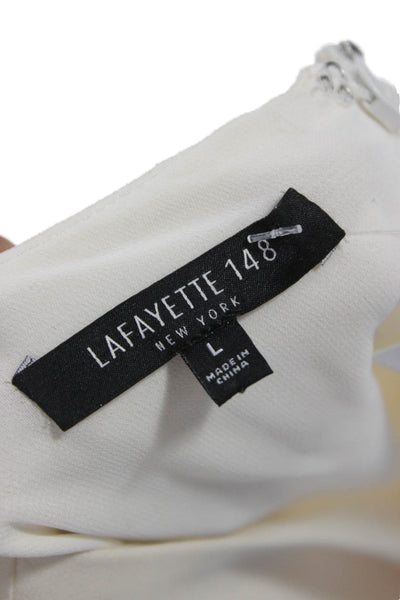 Lafayette 148 Womens Tunic Blouse Silk Ivory V-Neck Sleeveless Zip Size L
