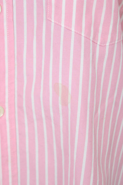 J Crew Women Basic Striped Cotton Collared Button-Up Long Sleeve Pink Size S