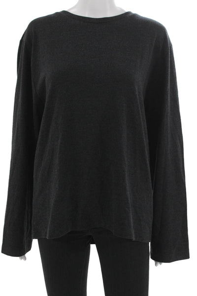 Zara Women Basic Gray Long Sleeve Crew Neck T-Shirt Size L