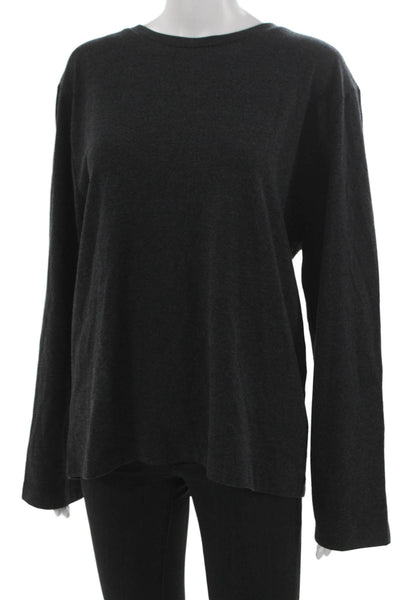 Zara Women Basic Gray Long Sleeve Crew Neck T-Shirt Size L