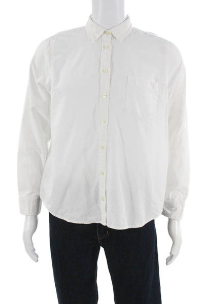 J Crew Mens Button Up Shirt White Long Sleeve Collared Cotton Size L