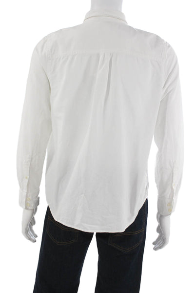 J Crew Mens Button Up Shirt White Long Sleeve Collared Cotton Size L