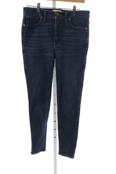 Madewell Women Skinny Jeans High Waist Blue Button Cotton Blend Size 29