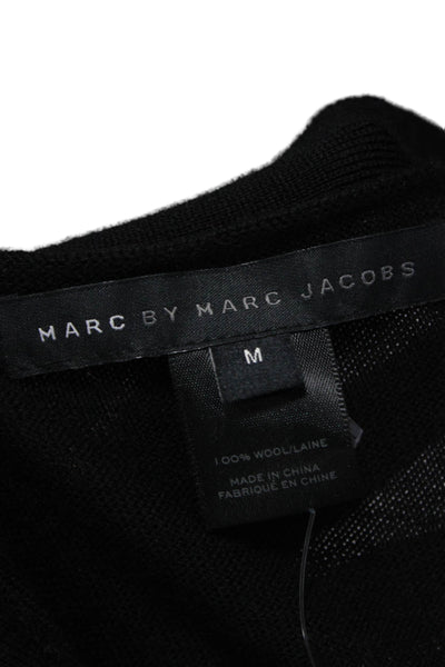 Marc By Marc Jacobs Women Black Geometric V-Neck Cardigan Long Sleeve Size M