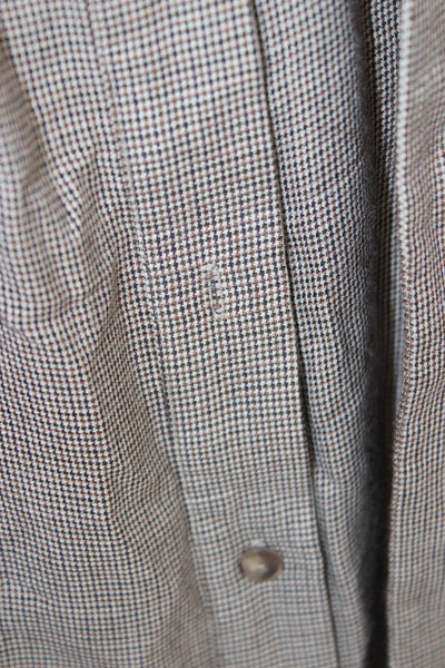 Massimo Dutti Womens Brown Houndstooth Shirt Dress Midi Viscose Size S