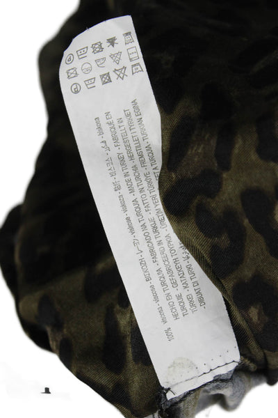Zara Women Slip Dress Green Animal Print Viscose Cowl Sleeveless Midi Size 2