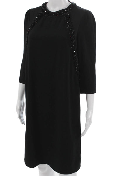 Marc By Marc Jacobs Women Black Shift Dress 3/4 Sleeve Size 6