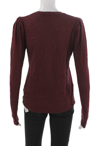 Goldie Womens Basic T-Shirt Red Pima Cotton Long Sleeve Round Neck Size XS