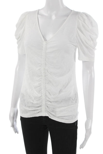 Goldie Womens Basic White V-Neck Short Sleeve Pima Cotton T-Shirt Size S