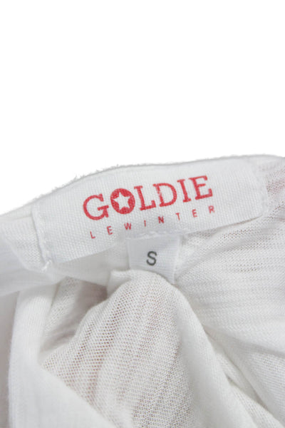 Goldie Womens Basic White V-Neck Short Sleeve Pima Cotton T-Shirt Size S