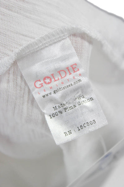 Goldie Womens Basic White V-Neck Short Sleeve Pima Cotton T-Shirt Size S
