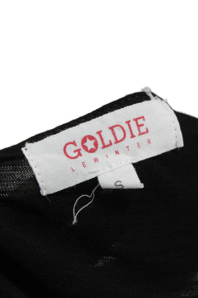 Goldie Women Black V-Neck Pima Cotton Short Sleeve Top Pullover Size S
