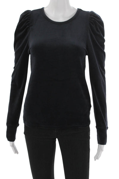 Splendid Women Basic Long Sleeve Crew Neck Black T-Shirt Polyester Size S