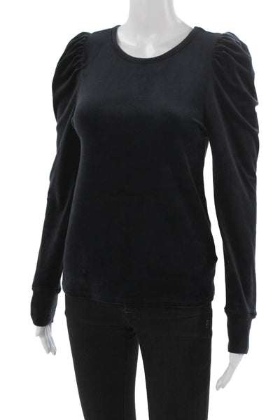 Splendid Women Basic Long Sleeve Crew Neck Black T-Shirt Polyester Size S