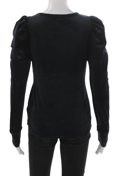 Splendid Women Basic Long Sleeve Crew Neck Black T-Shirt Polyester Size S