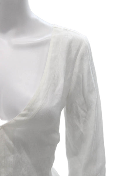 Bec & Bridge Womens White V-Neck Long Sleeve Blouse Size 2