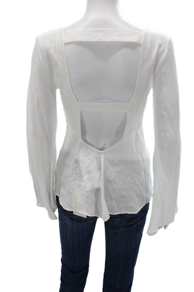 Bec & Bridge Womens White V-Neck Long Sleeve Blouse Size 2