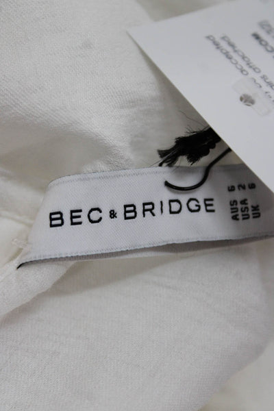 Bec & Bridge Womens White V-Neck Long Sleeve Blouse Size 2