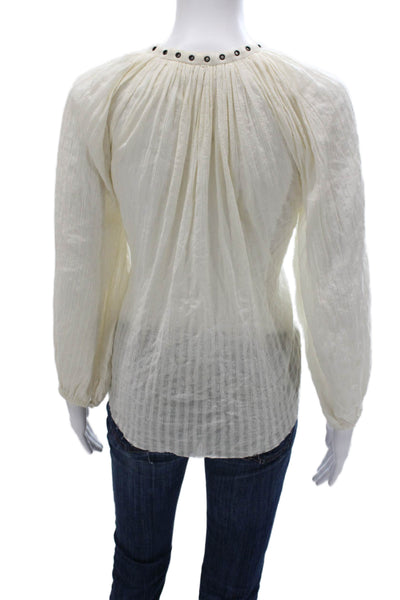 Isabel Marant Etoile Womens Tunic Ivory V Neck Long Sleeve Cotton Size 38