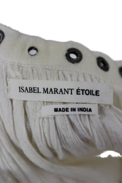 Isabel Marant Etoile Womens Tunic Ivory V Neck Long Sleeve Cotton Size 38